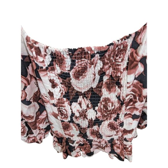 Additionelle New With Tags Blouse Top Womens Plus 2X Floral Smocked Back Linen - Picture 8 of 11